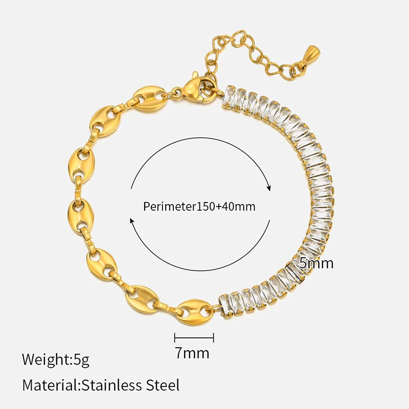 Pig Nose Chain And Tennis Ball Stainless Steel Minimalist Variety New Gold Bracelet Design Zircon Party Pop It Bracelets