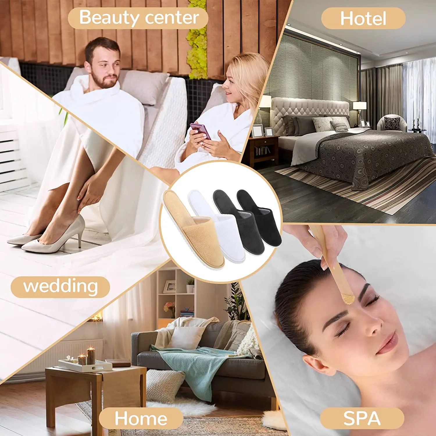 Spa Slippers, Washable & Reusable Closed Toe Disposable Indoor Hotel Slippers, Soft Comfort- for Guests, Hotel, Travel ,Wedding