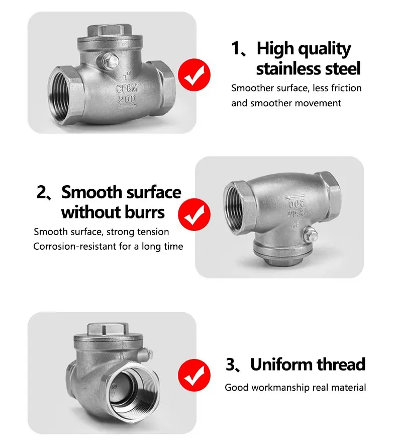 Wholesale 304 Stainless Steel Valve Thread Swing Check Valve For Oil Water Gas