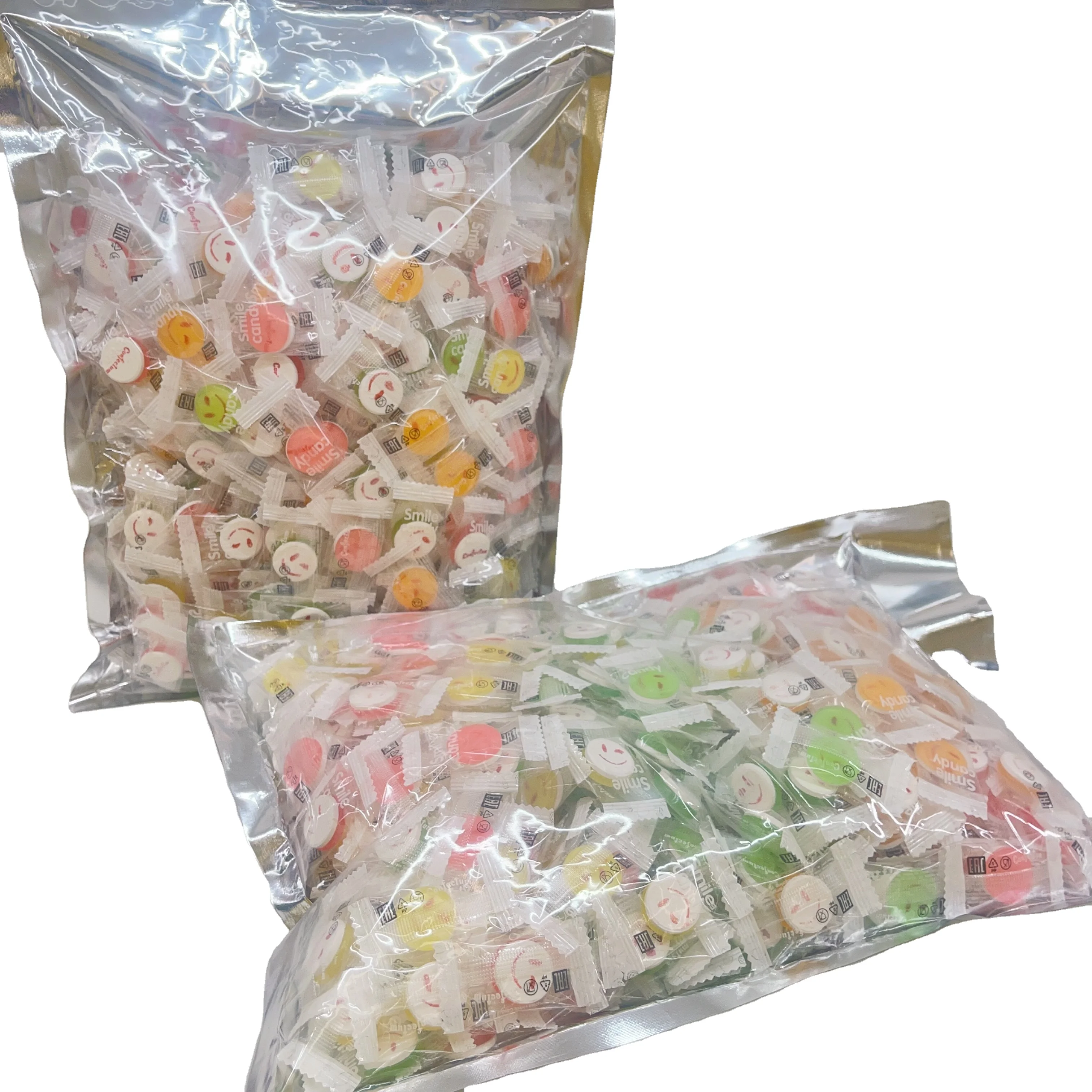 Lubai OEM wholesale funny fruity two in one smile candy hard tablet candy sweets