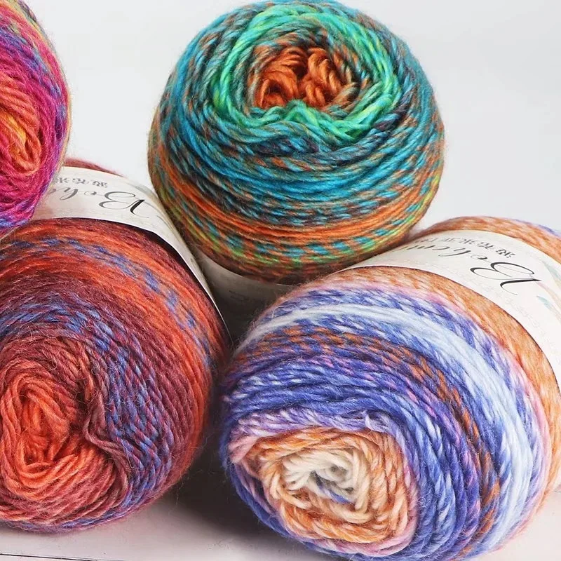 Wholesale Craft Fashion Hand Crochet Cake Yarn 60% Cotton 40% Acrylic Polychromatic Wool Blended Soft and for Sewing