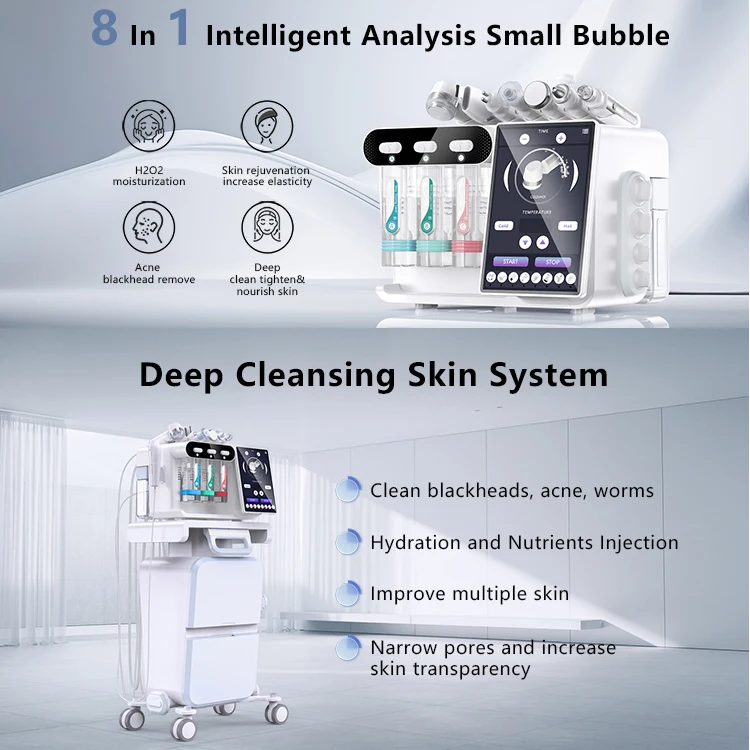 Newface Best Price Hydro Facial Machine Oxygen Jet Professional Hydradermabrasion Skin Clean H2O2 8 In 1 Hydrogen Micro Bubble