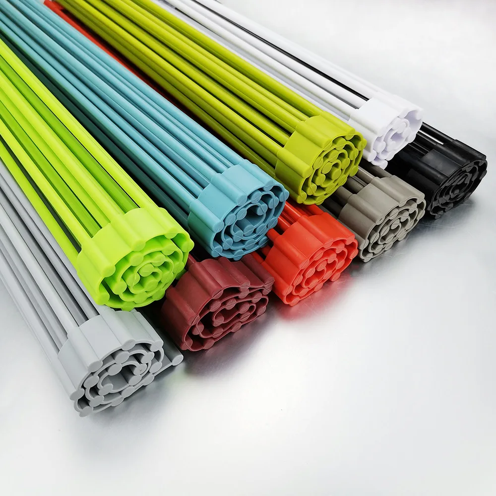 Small 13'  Silicone Roll Up Dish Drying Rack With 12 Tube Wrapped