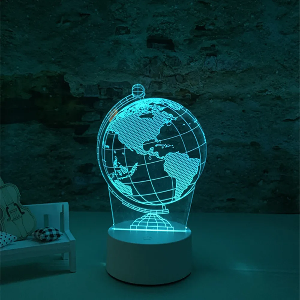 Amazon hot-selling seven-color adjustable globe shape modern custom 3d led night light