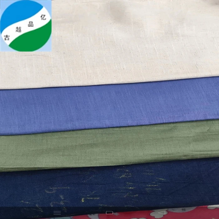 China textile ready goods woven colorful bamboo cotton linen plain dyed fabric for clothing