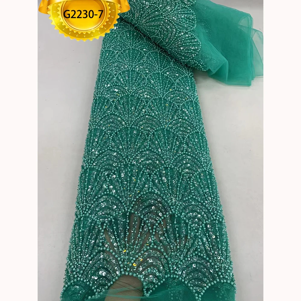 G2230 High Quality Heavy Beaded Fabric Embroidery Luxury Beaded Lace Fabric for Wedding