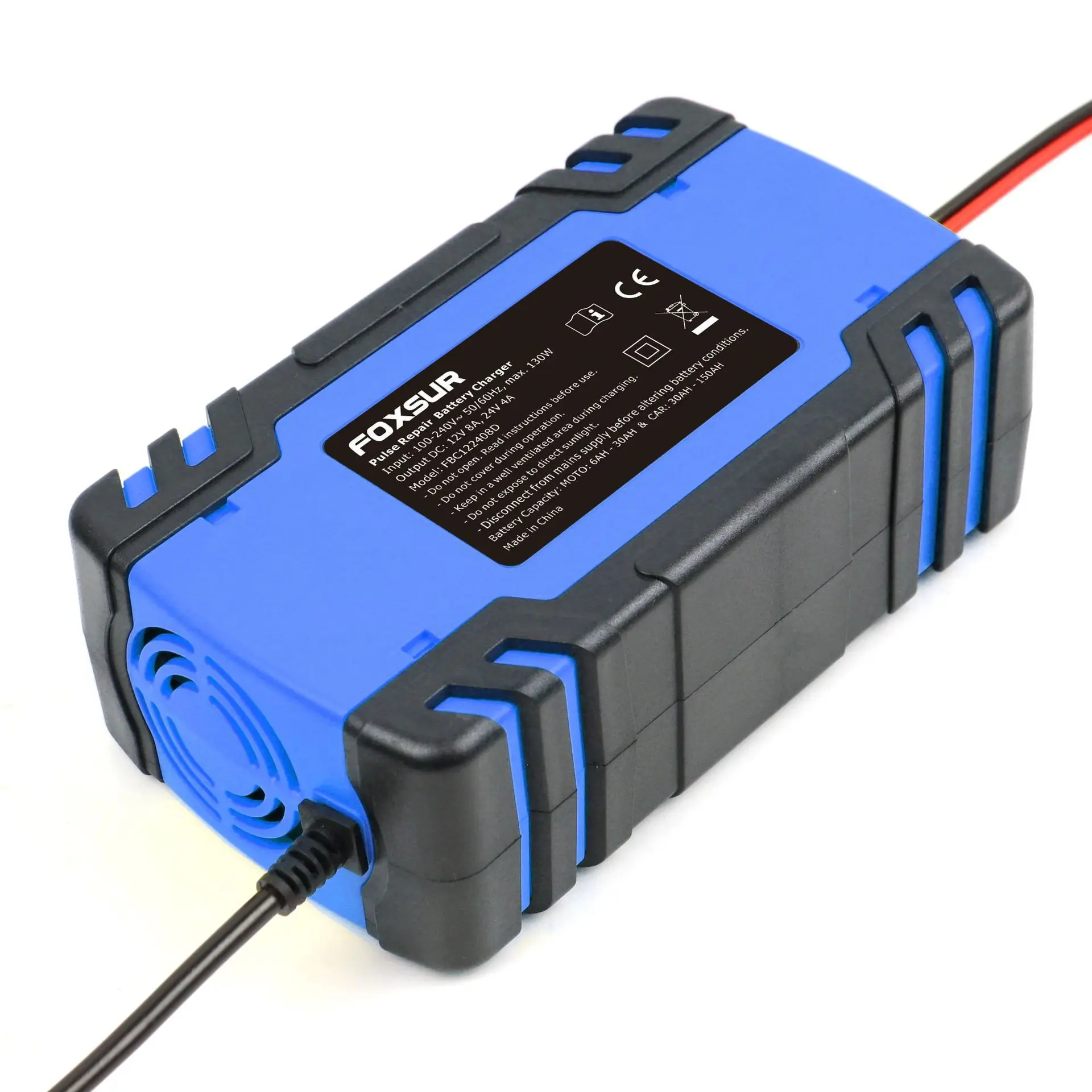 12/24V 8A Touch Screen Pulse Repair LCD Fast Power Charging Wet Dry Lead Acid Car Battery Charger