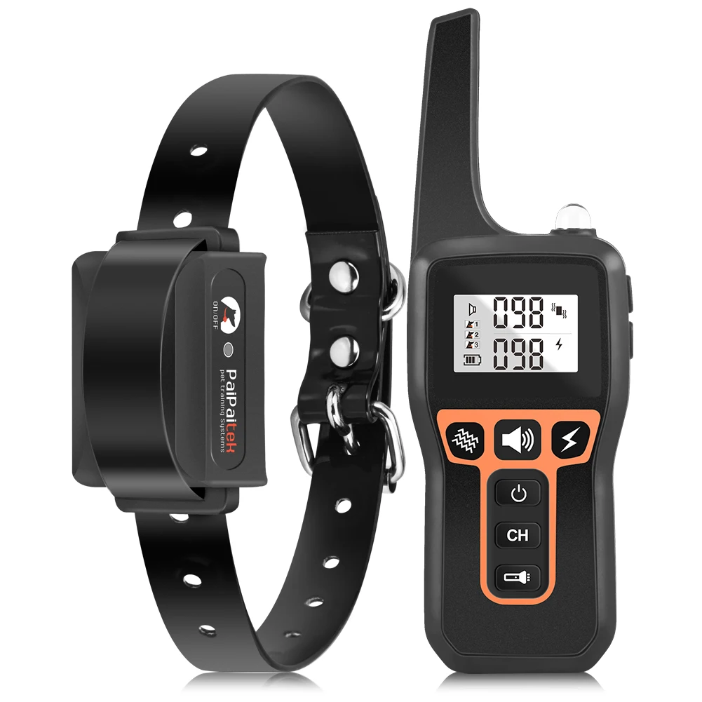 Rechargeable IP67 Waterproof Beep Vibration Static Shock Collar 1000M Remote Dog Training Collar