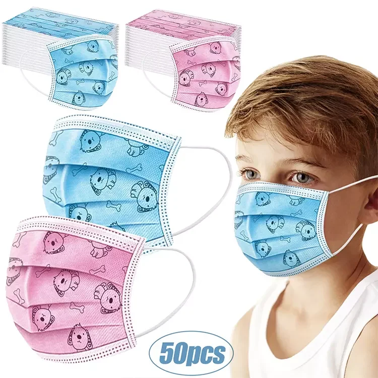 50 Pcs Per Box Face Mask 3 ply Animal Printing Breathable Face Mask Kids Disposable Non-woven Face Mask For Kids Cheap Price