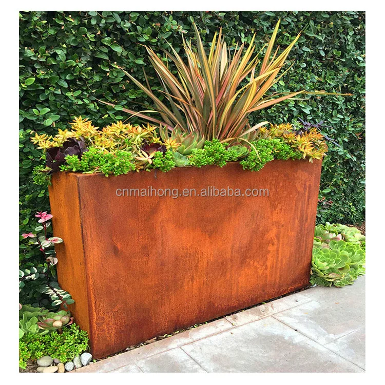 Modern Style Large Corten Steel Metal Planter Boxes/Planting Raised Bed for Outdoor Garden Decoration