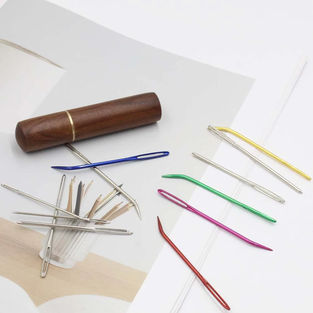 12/18Pcs Large Eye Curved Needles Sewing  Stainless Steel Large Eye Bent Tapestry Needles Darning Embroidery Needles