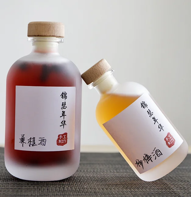 clear frost 100ml 375ml Custom empty 250ml glass bottle water juice milk hot sauce wine liquor drink glass bottle with cork