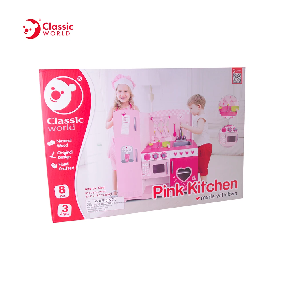 Kids Role Play Wooden Pink Kitchen Wooden Toys for Girls