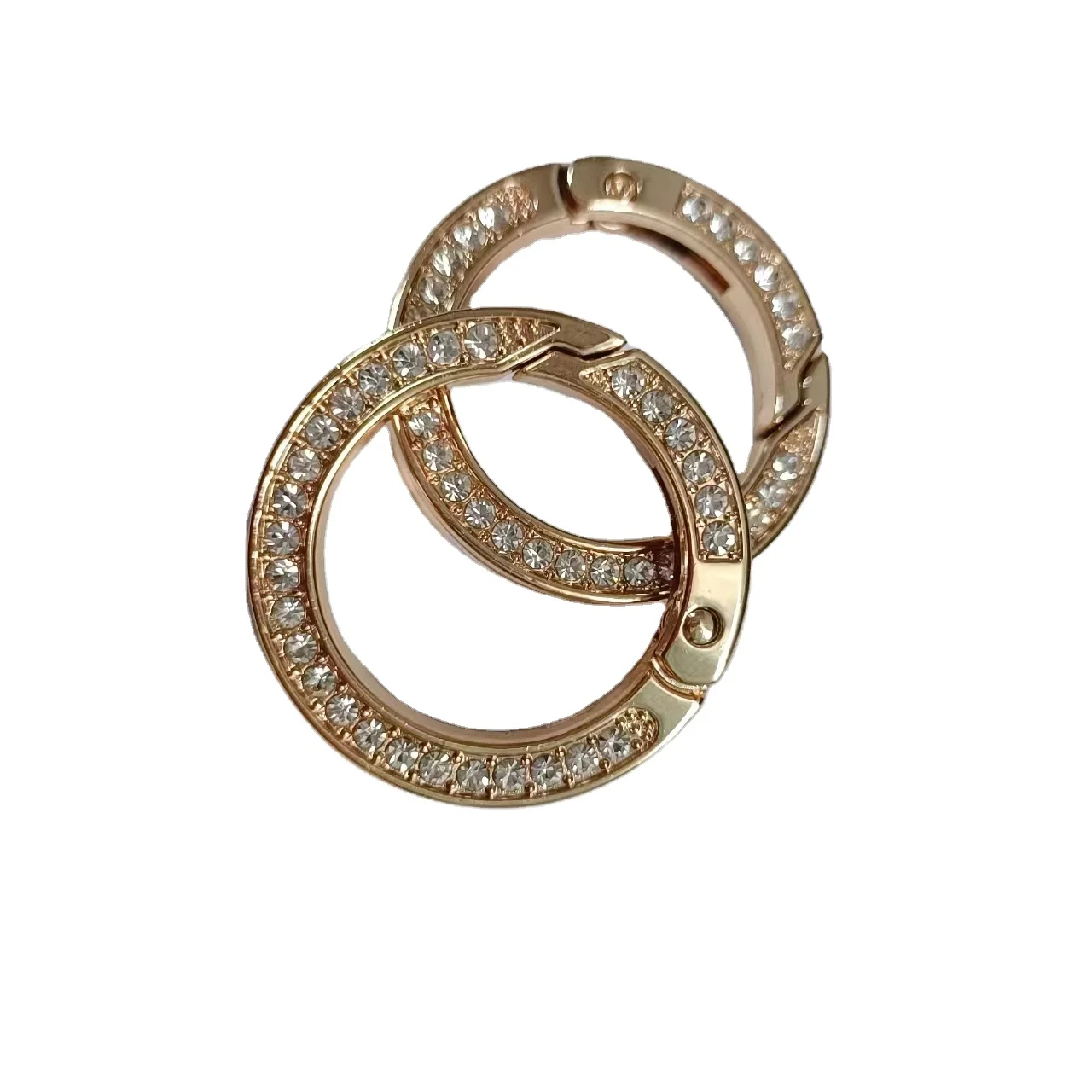 Diamond Zinc Alloy Spring Ring Keychain Handmade DIY Pendant Jewelry Accessories Gold Plated Diamond Spring Ring