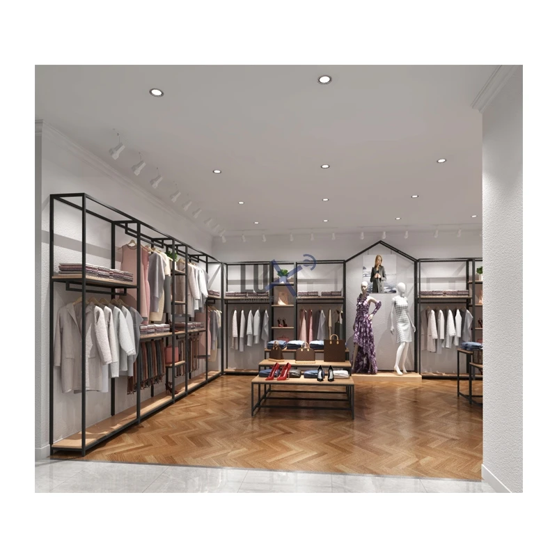 LUX Design Bespoke 3D Clothing Shop Design Retail Clothes Store Display Wholesale Clothing Display Racks