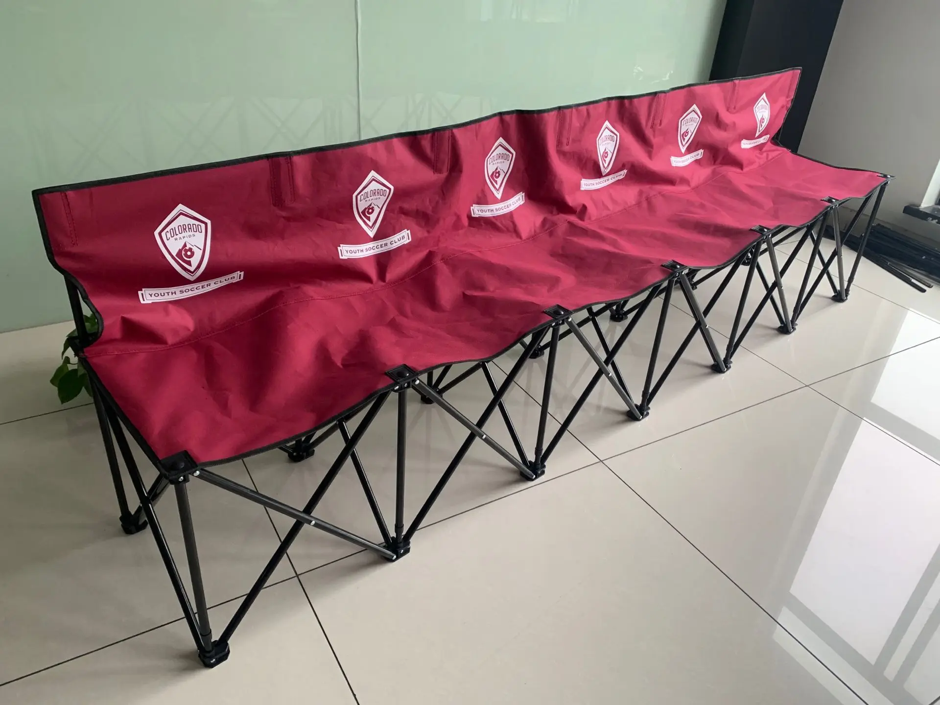 6 Seat Foldable Team Sports Sideline Waterproof Folding Portable Garden Outdoor Bench Seat