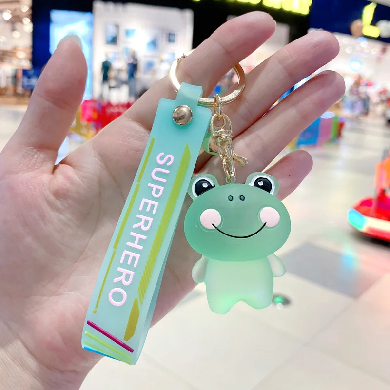 Cute Kwaii Cartoon Crystal Animal Duck Frog Rabbit Bear Key Chain Resin Rabbit Bear Car Keychains Gift For Girls