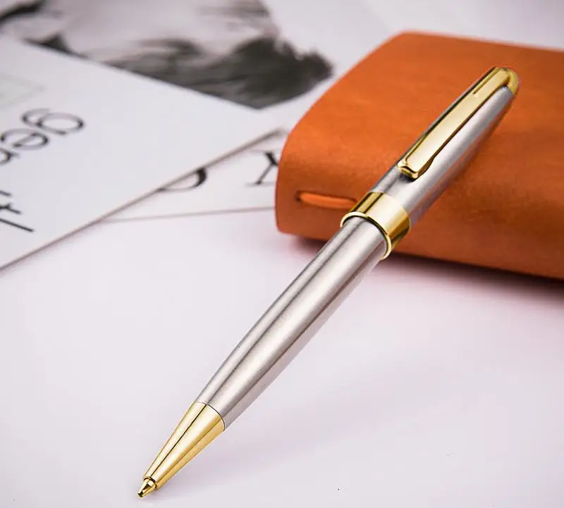 High Quality School Office Supplies Custom Luxury Metal Pen Silver 1.0 mm Ballpoint Pens for Gifts Business Gel Pens