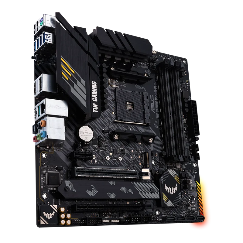 TUF GAMING B550M-PLUS micro ATX PCIe 4.0,  M.2,  2.5Gb ,  DisplayPort, SATA 6 Gbps, USB 3.2 Gen 2 Type-A ,Type-C, AURA SYNC
