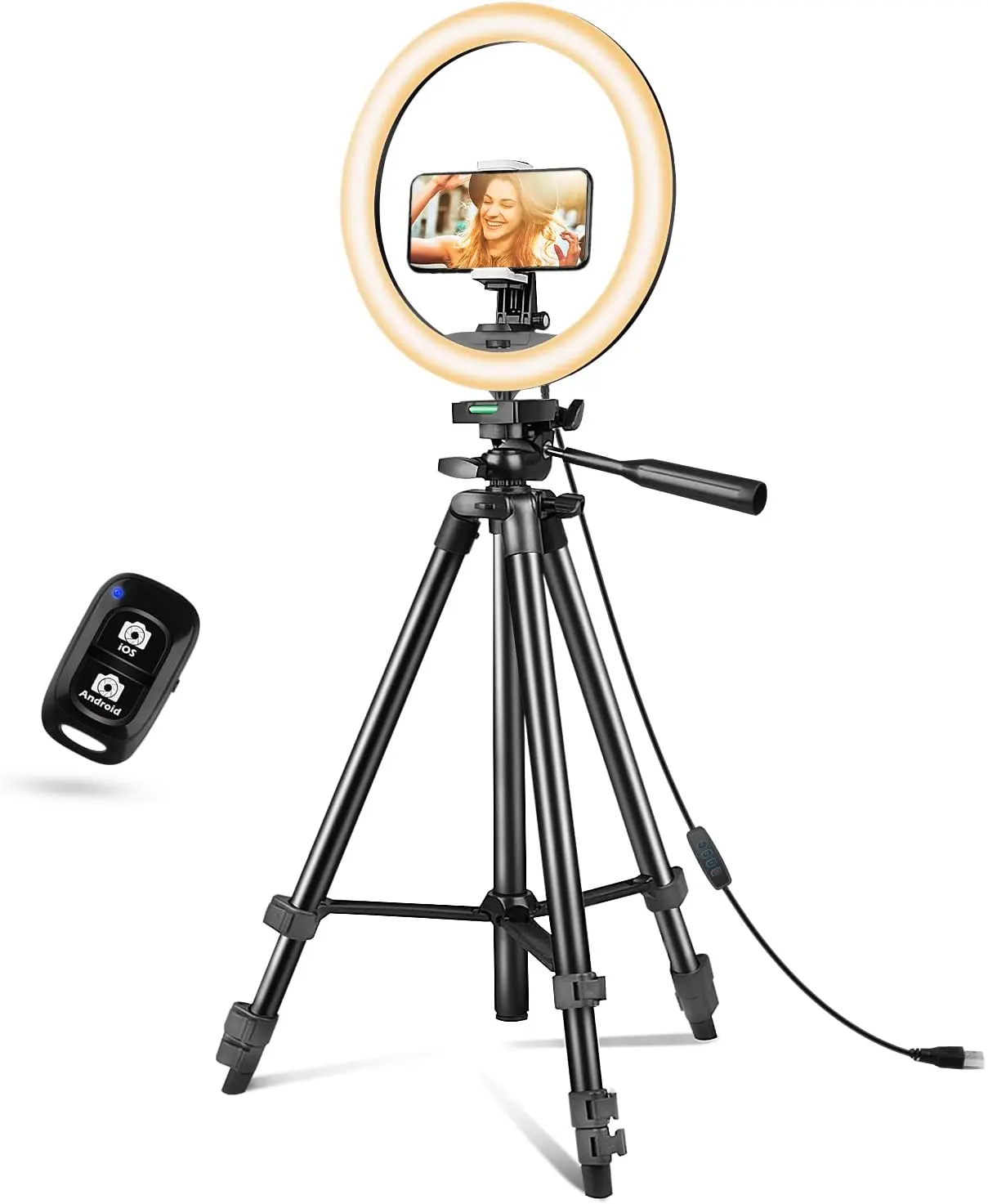 12' Ring Light with Tripod Stand, LED Selfie Ring Light with Stand and Phone Holder for Photography/Recording/YouTube/ TikTok