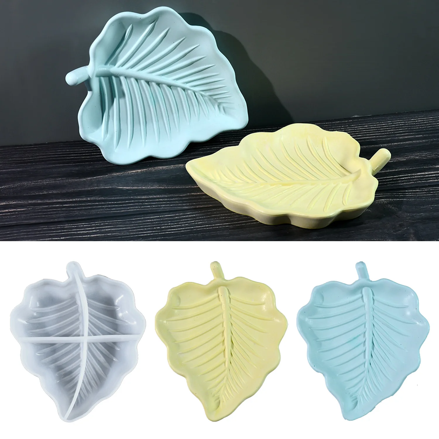 diy glue mold leaf tray silicone mold gypsum resin storage fruit tray mold