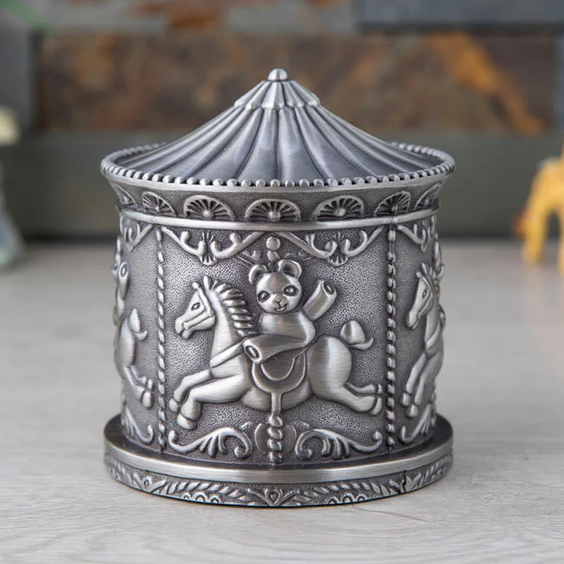 Zinc Alloy Piggy Bank Carousel Metal Crafts Tip Jar Money Box Return Gifts for Kids Birthday