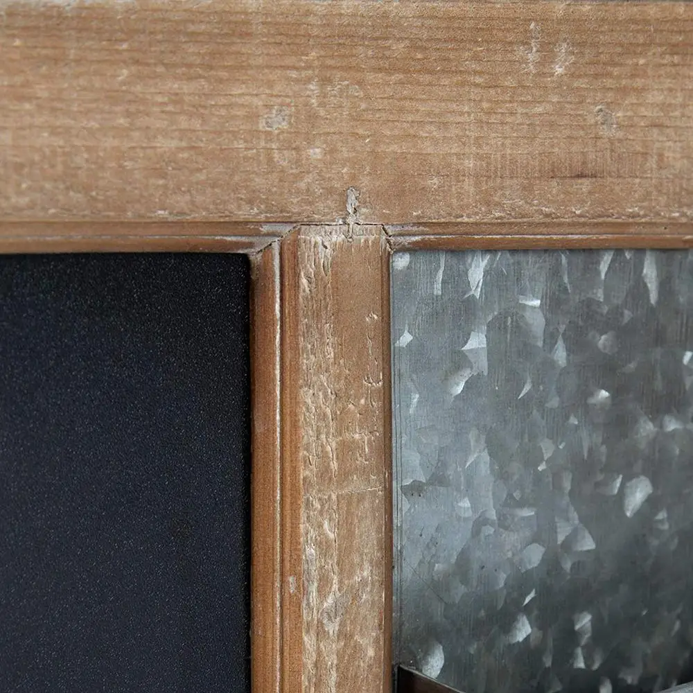
Wood Framed Wall Organizer Farmhouse-Inspired Magnetic Chalkboard with Mail Holders 