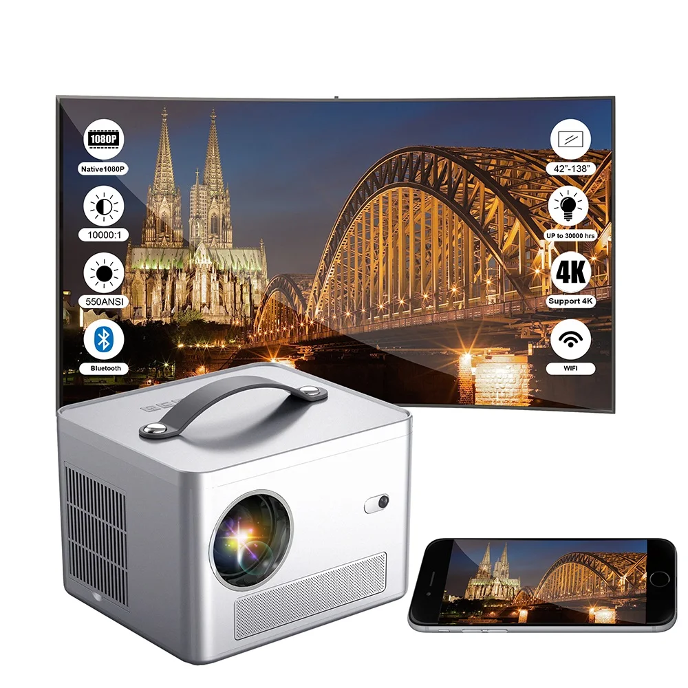 AOKANG горячая Распродажа 5100 люмен 1080P Full HD светодиодный ЖК-проектор Smart WiFI Android портативный мини-проектор