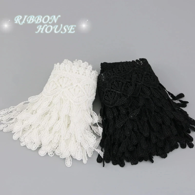 (1 Yards/roll)70mm White Black Silk Net Lace Fabric Ribbons Trim DIY Sewing Handmade Craft Materials Wholesale