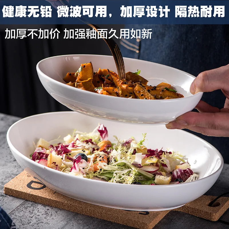 Oval Ceramic Plate  classic Design Restaurant Wedding White porcelain Plate Set elliptical fish Plate