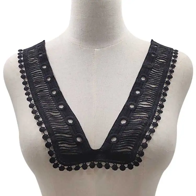 Milk Silk Embroidery neckline lace hollowed out U-shaped false collar water-soluble embroidery piece