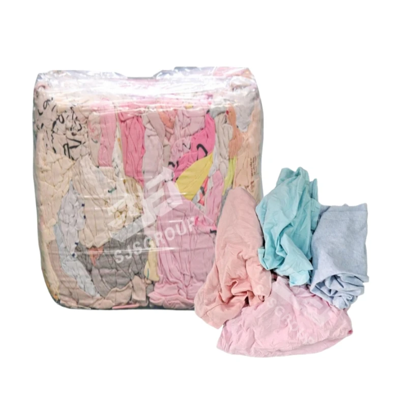 Factory Price Light Color Mixed Printed T Shirt Rags Cotton High Quality Shop Wiping Rags used cotton wiper rags