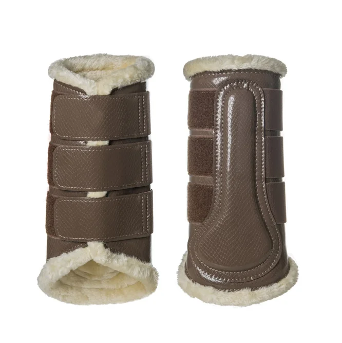 Best Sale Equestrian Supplier Horse Riding Products Brushing Boots Shiny Synthetic Leather Equine Horse Boots