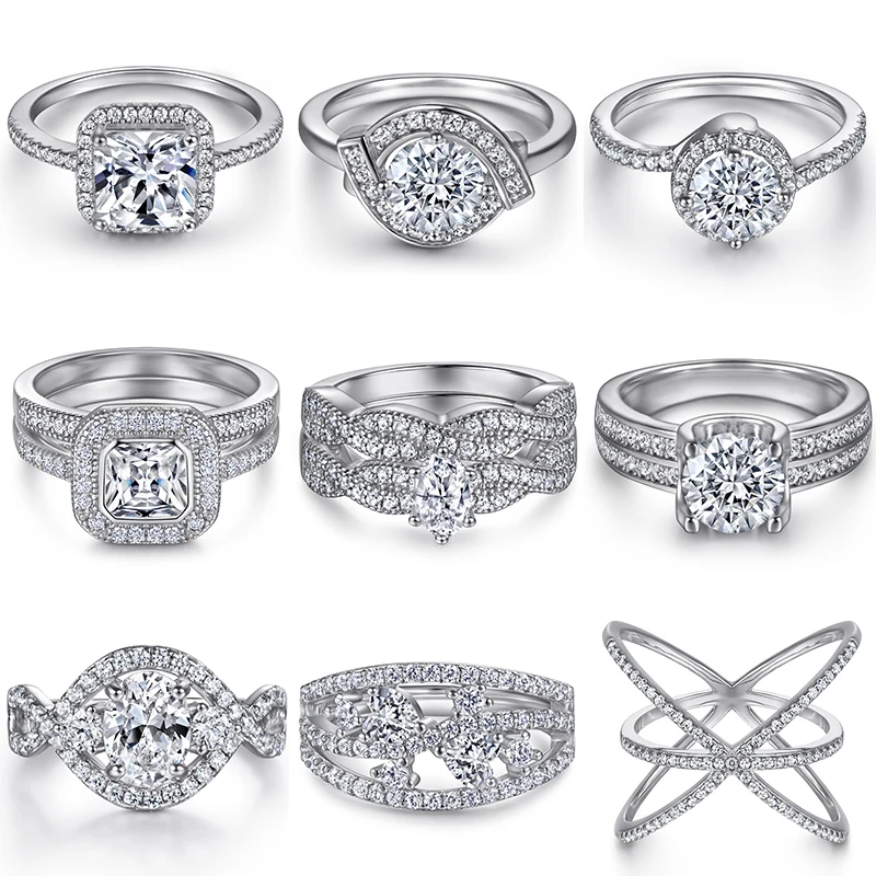 Simple S925 Sterling Silver Wholesale Fine Jewelry Rings Rose Gold Engagement & Wedding Rings For Women gold plated ring