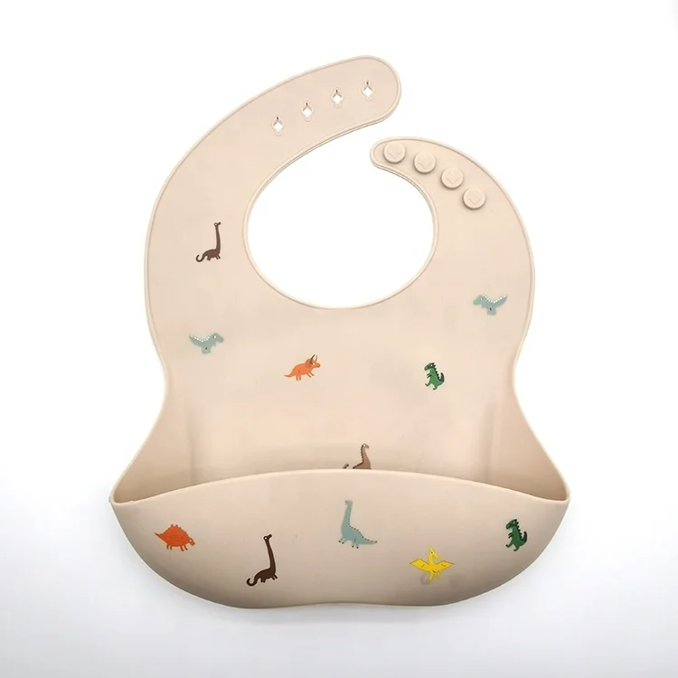 
Silicone Bib Animal Print Pattern Silicone Bib Adjustable Waterproof Silicone Baby Bibs 