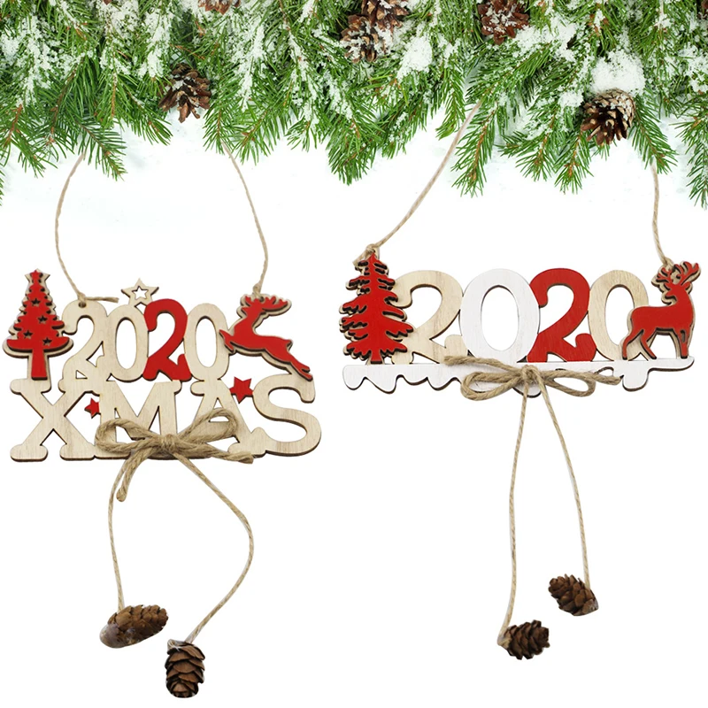 
New 2020 letter hemp rope wooden pendant Creative Christmas tree decorations 