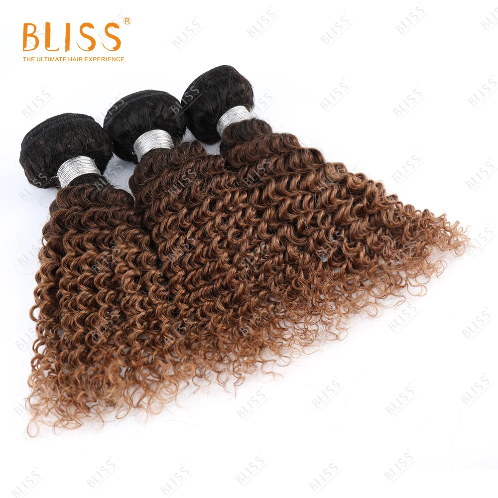 Bliss Color Hair Bundles T1b-4-30 Kinky Curly Bundles Virgin Cuticle Aligned Human Hair Peruvian Hair Wholesale