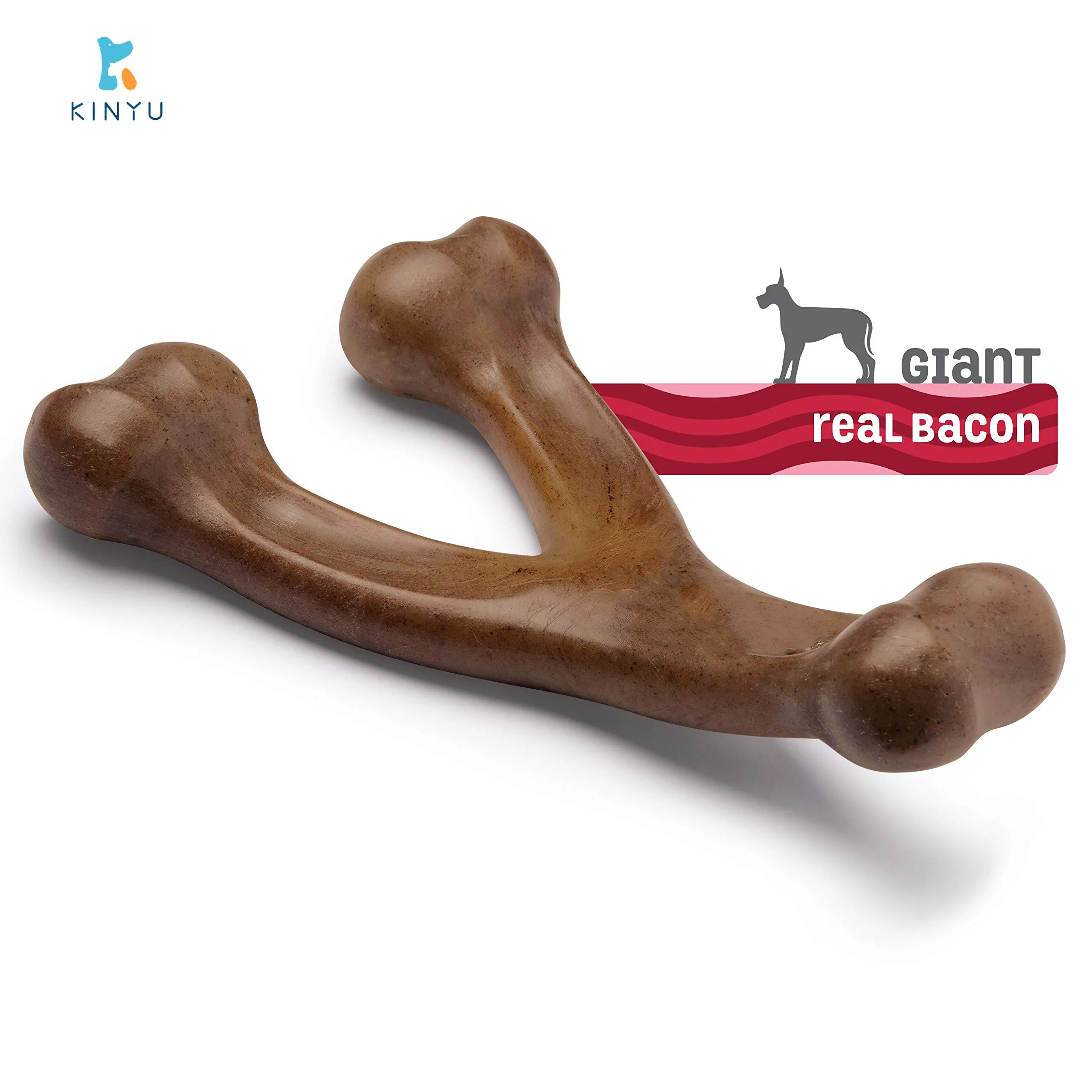 Original Factory US Benebone wishbone durable dog chew toy for aggressive chewers large breed bacon flavor tough nylon dog toys