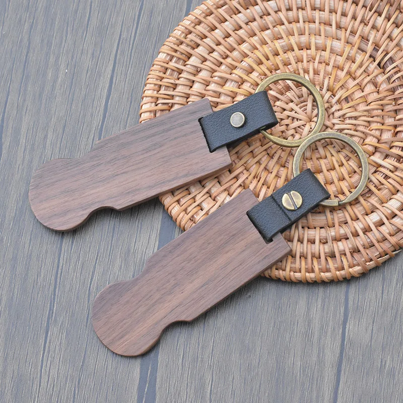 Factory Direct Sales Popular Wooden Key Chain Natural Wood Keychain Creative Walnut Woody Key Ring for Best Gift