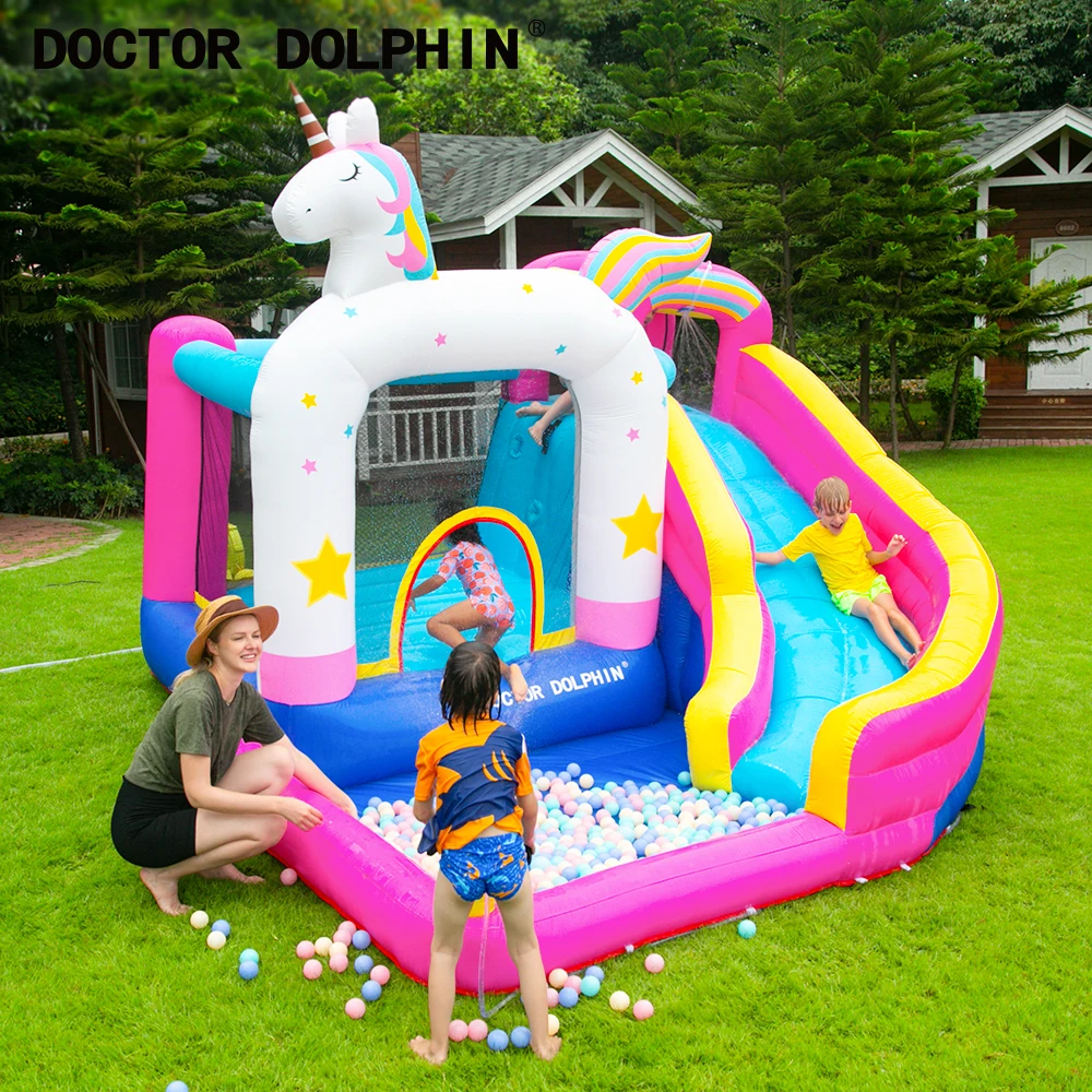 Outdoor Playground Home Use Inflatable Unicorn Bouncy Castle Jumping Bouncer  House with Slide Inflatable Toys for Kids
