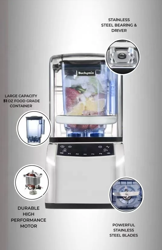 2200W Professional Commercial Blender With Shield Quiet Sound Enclosure 2200W Industries Strong and Quiet Beautiful design
