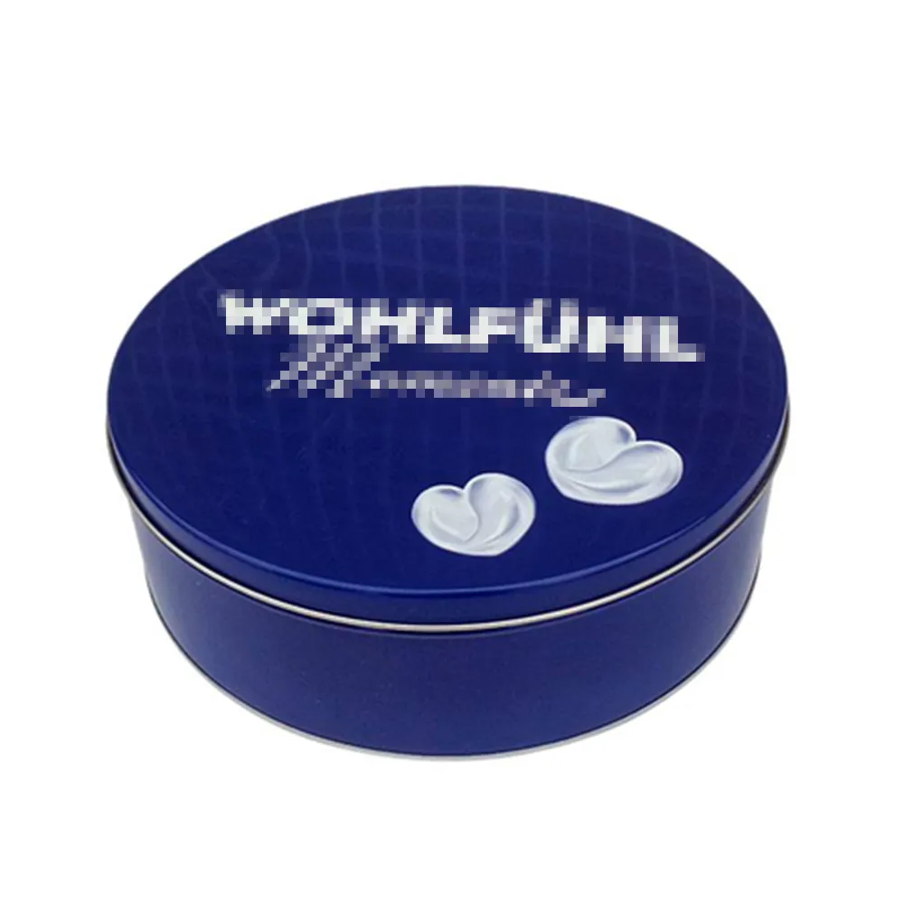 Custom Printed Iron Large Embossed Packaging Metal Round Box Cake Tin Can For Cake With Lid