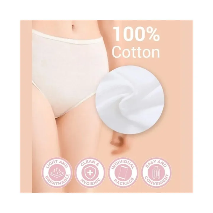Women Bmama moderate coverage design comfortable to wear cotton panties Full Cotton Disposable Panties 5pcs pack