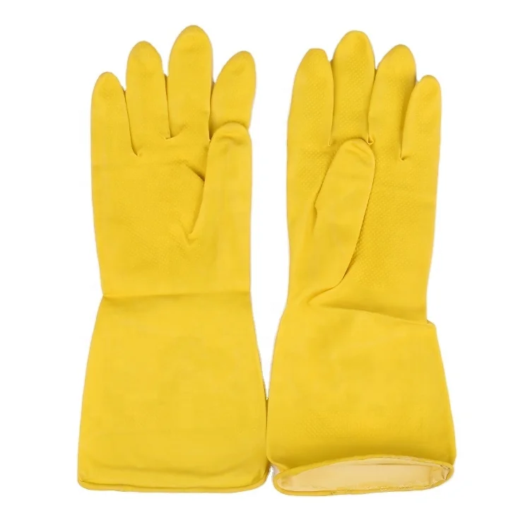 Yellow Household Cleaning Latex Gloves Silicone Dishwashing Gloves Kitchen Rubber Gloves