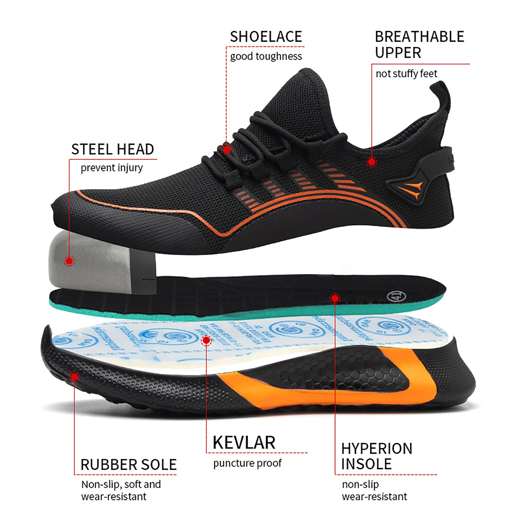 2023 High Quality Safety Shoes Lightweight workshop Outdoor Work Wood land Men Casual Safety Shoes