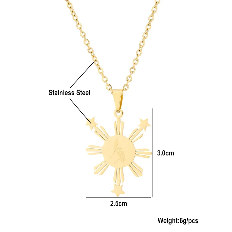 European and American fashion titanium steel smooth gold Philippine map modeling necklace unisex couple necklace