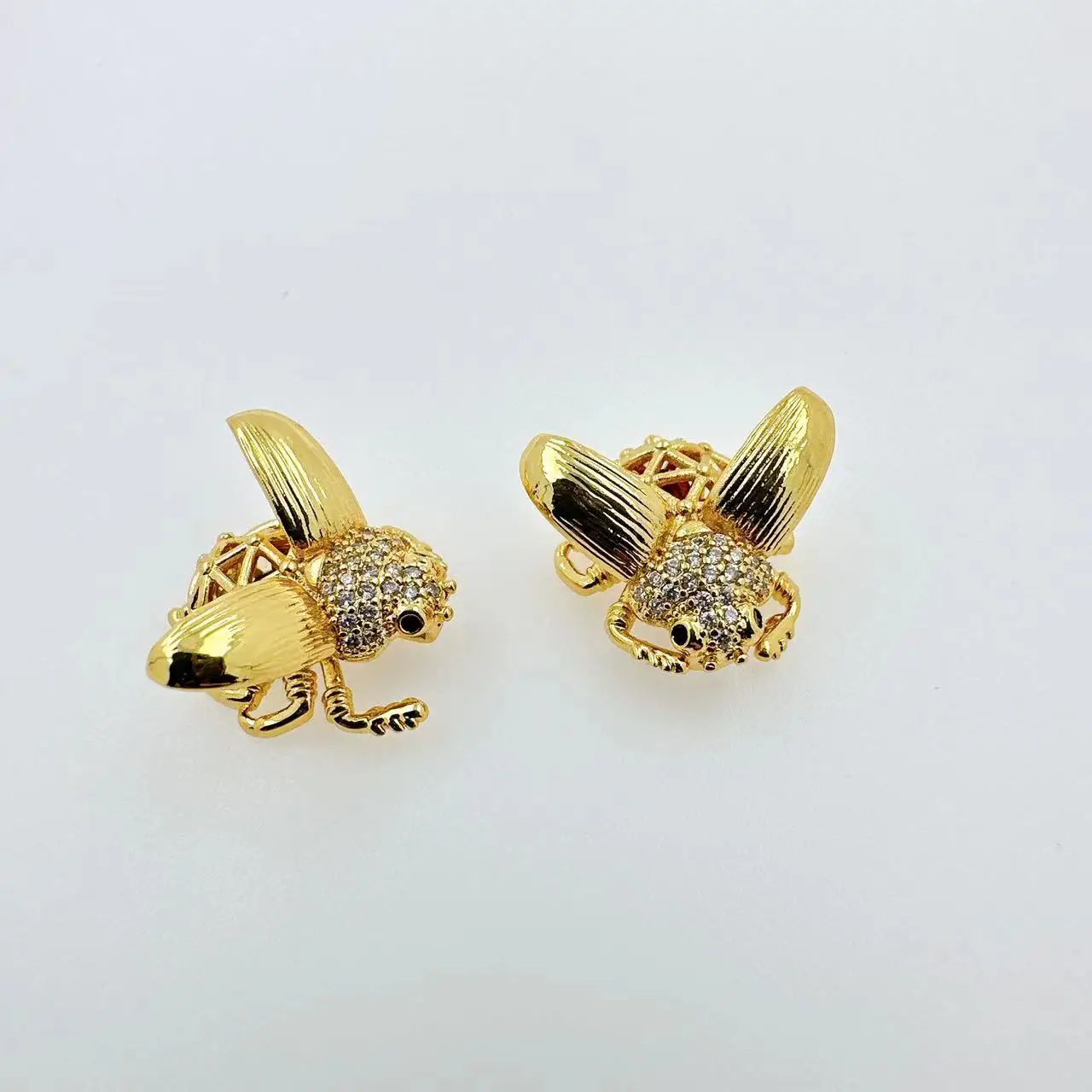 Hip Hop 18K Gold Plated Zircon Insect Scarab Beetle Pendant For Women Necklace Jewelry Making Accessories Findings