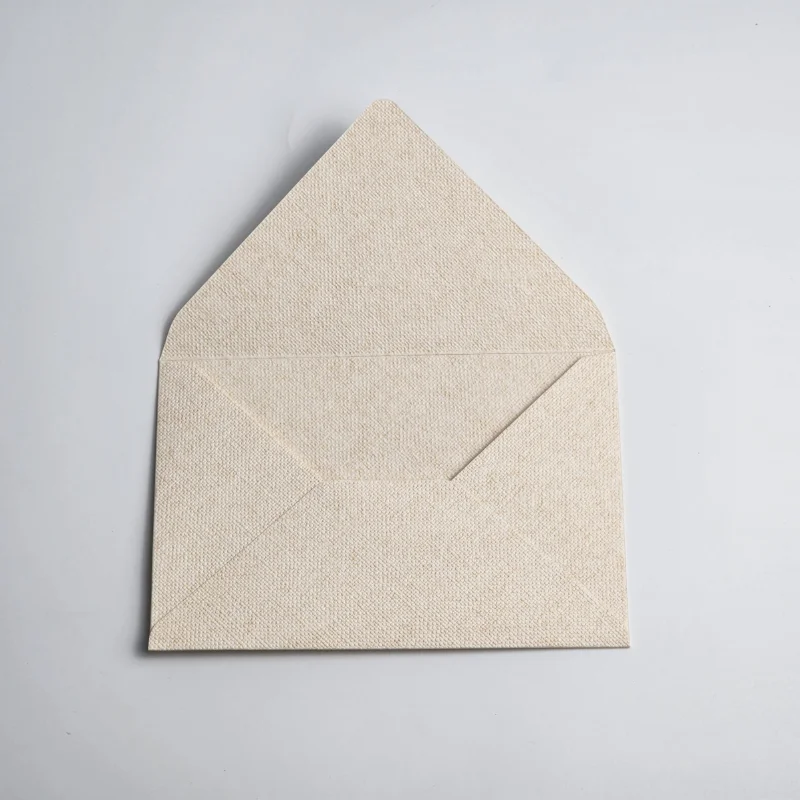 Custom Paper Packaging Box Luxury White Linen Paper Letter Packaging V Flap Packaging Envelope