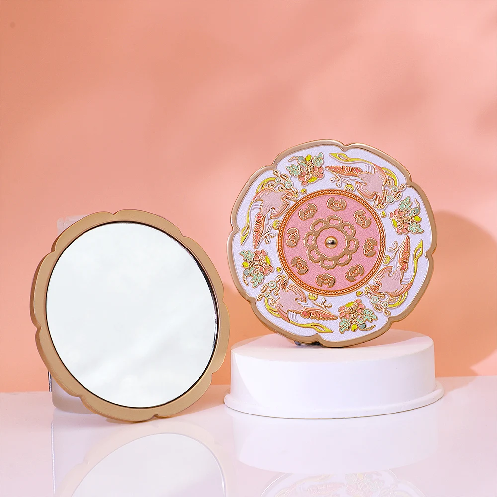 Custom Luxury Hard Soft Enamel Pocket Mirror Mini Make Up Hand Mirror for Wedding Gift