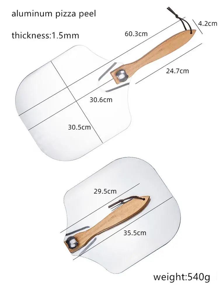 Stainless Steel Rocker Cutter And Aluminum Foldable Wooden Handle Pie Paddle Pizza Peel Tools Set